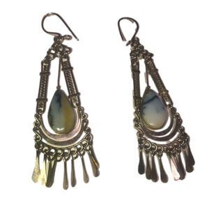 BOHO Sodalite Wire Wrapped Chandelier Dangle Earrings 3”